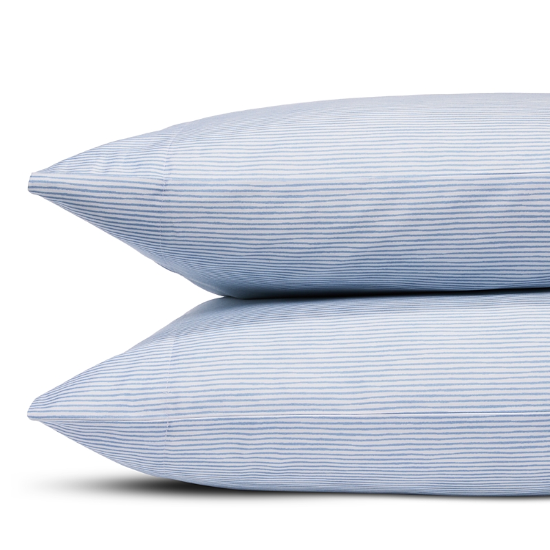 Sky Sketched Stripe 500 Thread Count Pillowcase Set, Standard In Blue