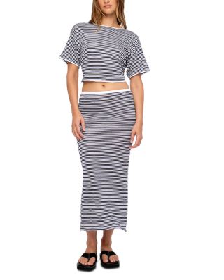 Knit Tie Tee & Ramie Cotton Skirt