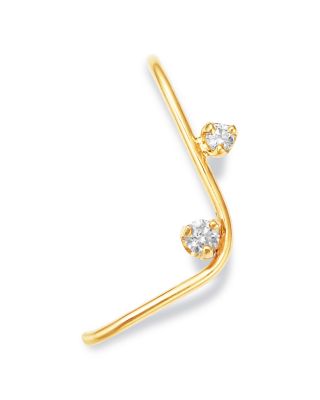 14K Yellow Gold Diamond Angled Single Ear Climber,  0.08 tcw