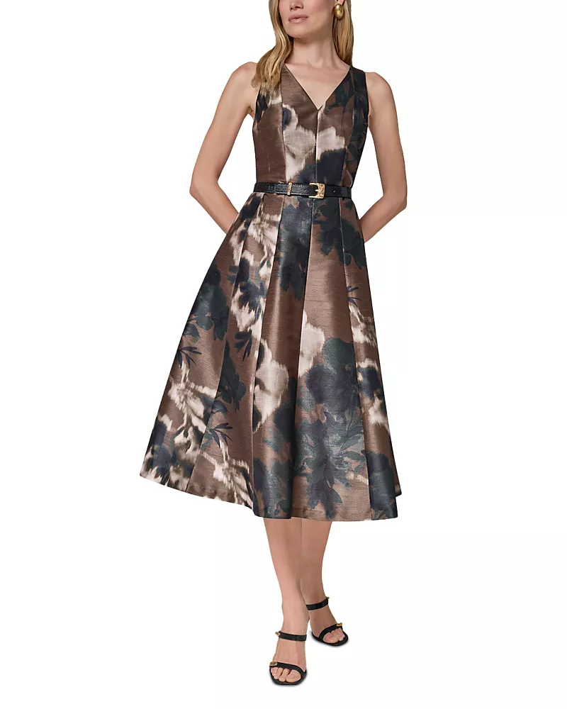 Donna Karan New York Sleeveless Belted Midi Dress