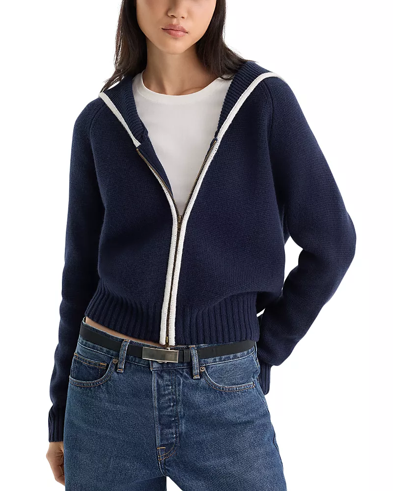 Good American Sailor Merino Wool & Cashmere Cardigan Sweater