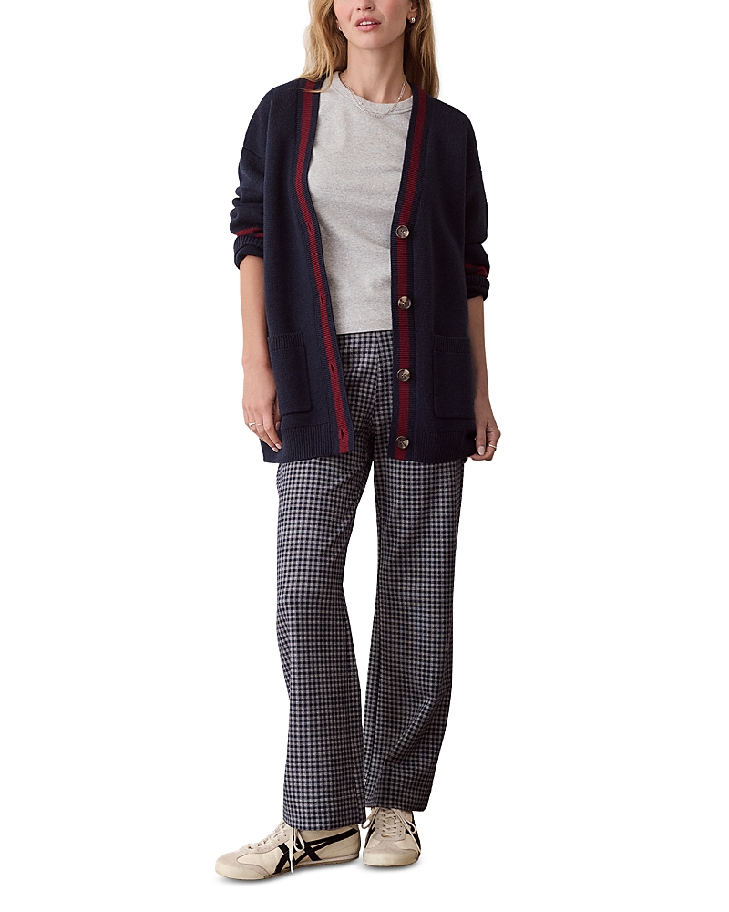 Marine Layer Maggie Varsity Cotton Blend V Neck Cardigan Sweater