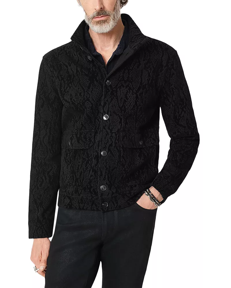 John Varvatos Montecarlo Cotton Stand Collar Patterned Jacket