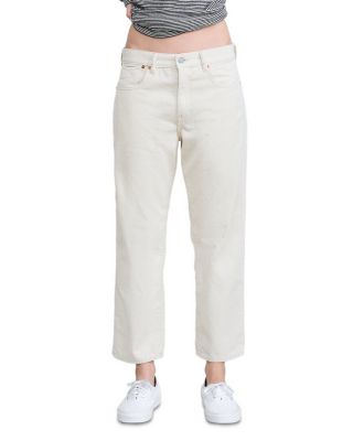 Lucy BF High Rise Relaxed Straight Jeans in Ecru White