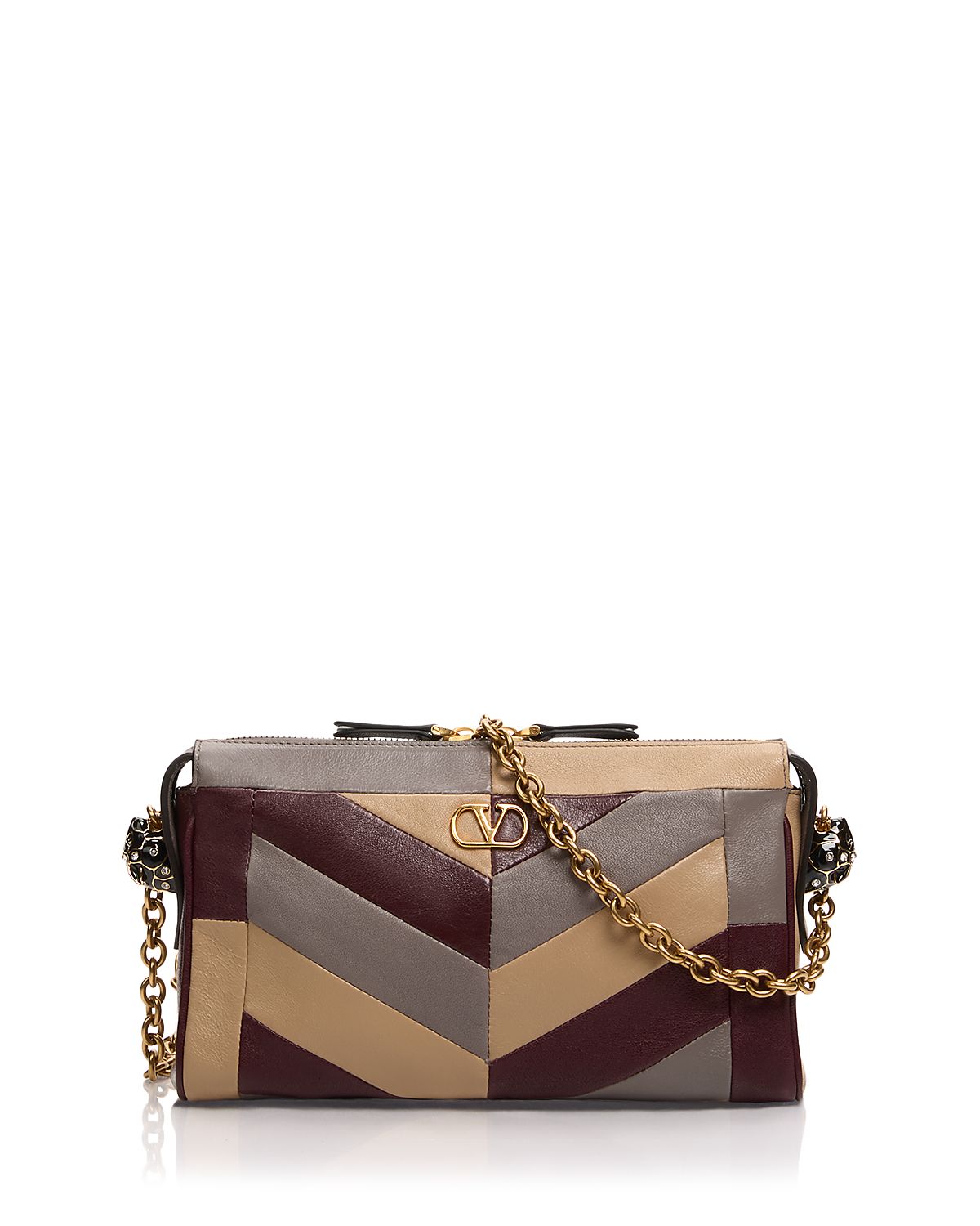 Valentino Garavani VLogo Chevron Patchwork Leather Shoulder Bag