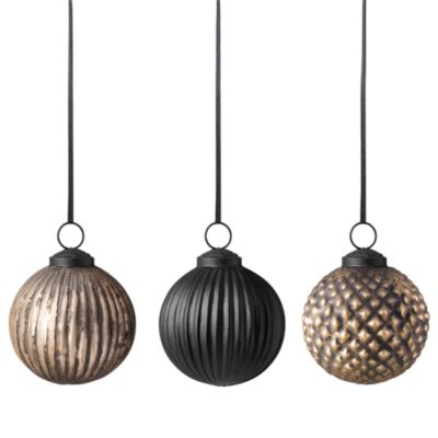 Christmas Chic Round Glass Ornaments, Set of 3