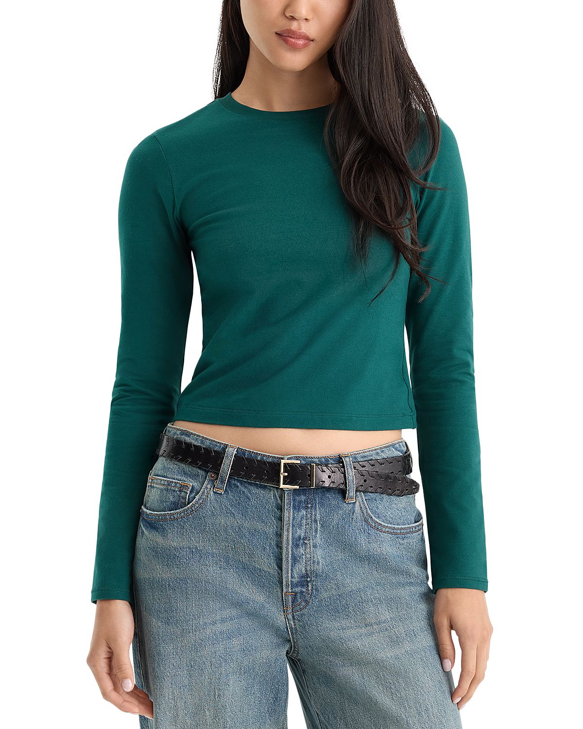 Good American Cotton Stretch Long Sleeve Baby Tee