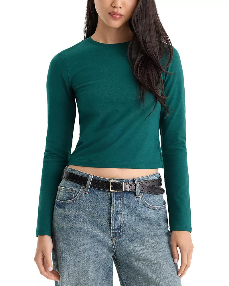 Good American Cotton Stretch Long Sleeve Baby Tee