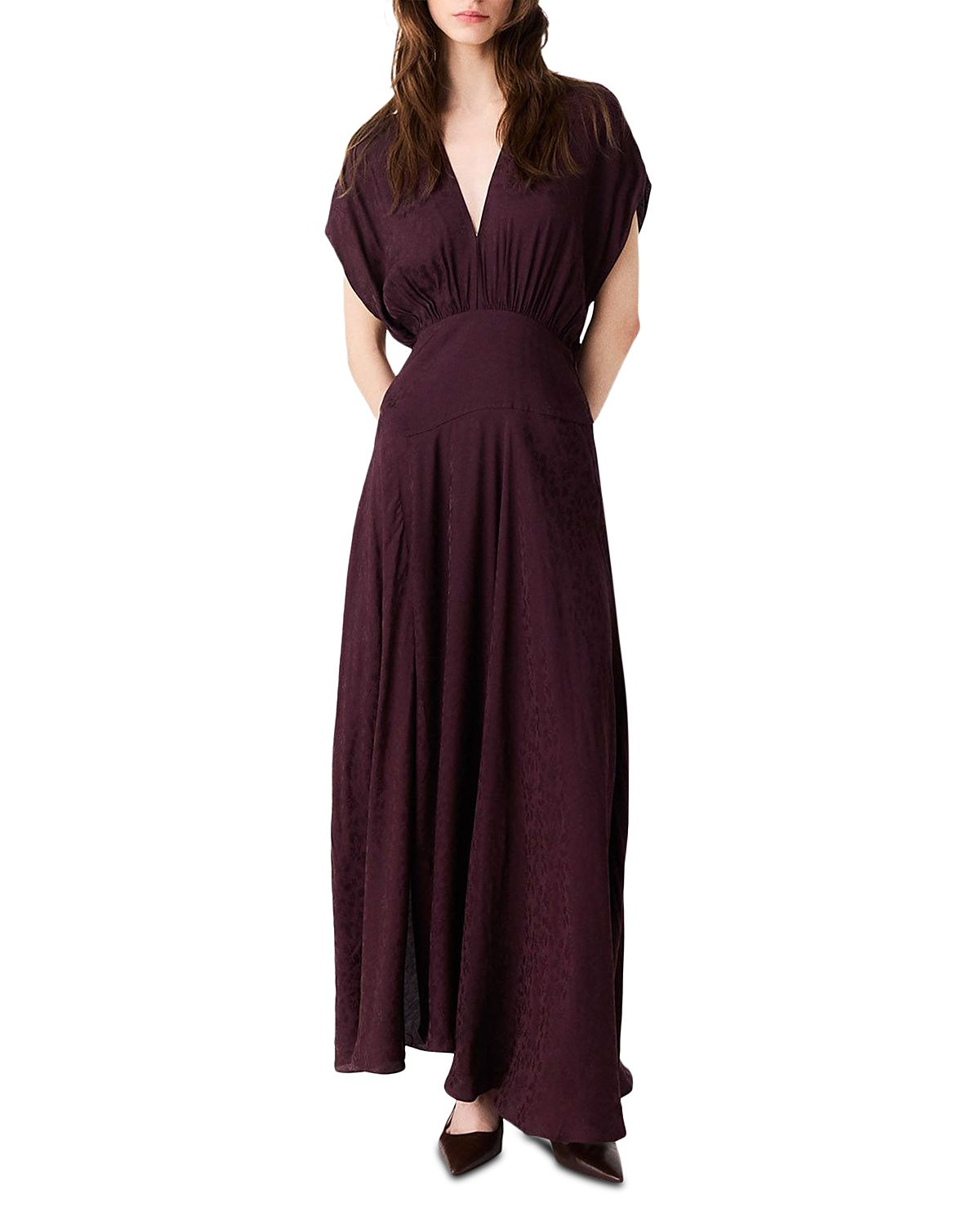 Maje Ridan Jacquard Print Maxi Dress