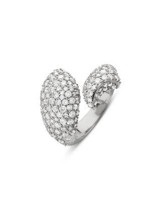 Sterling Silver Perseverance White Sapphire Pav&eacute; Sculptural Fish Ring 