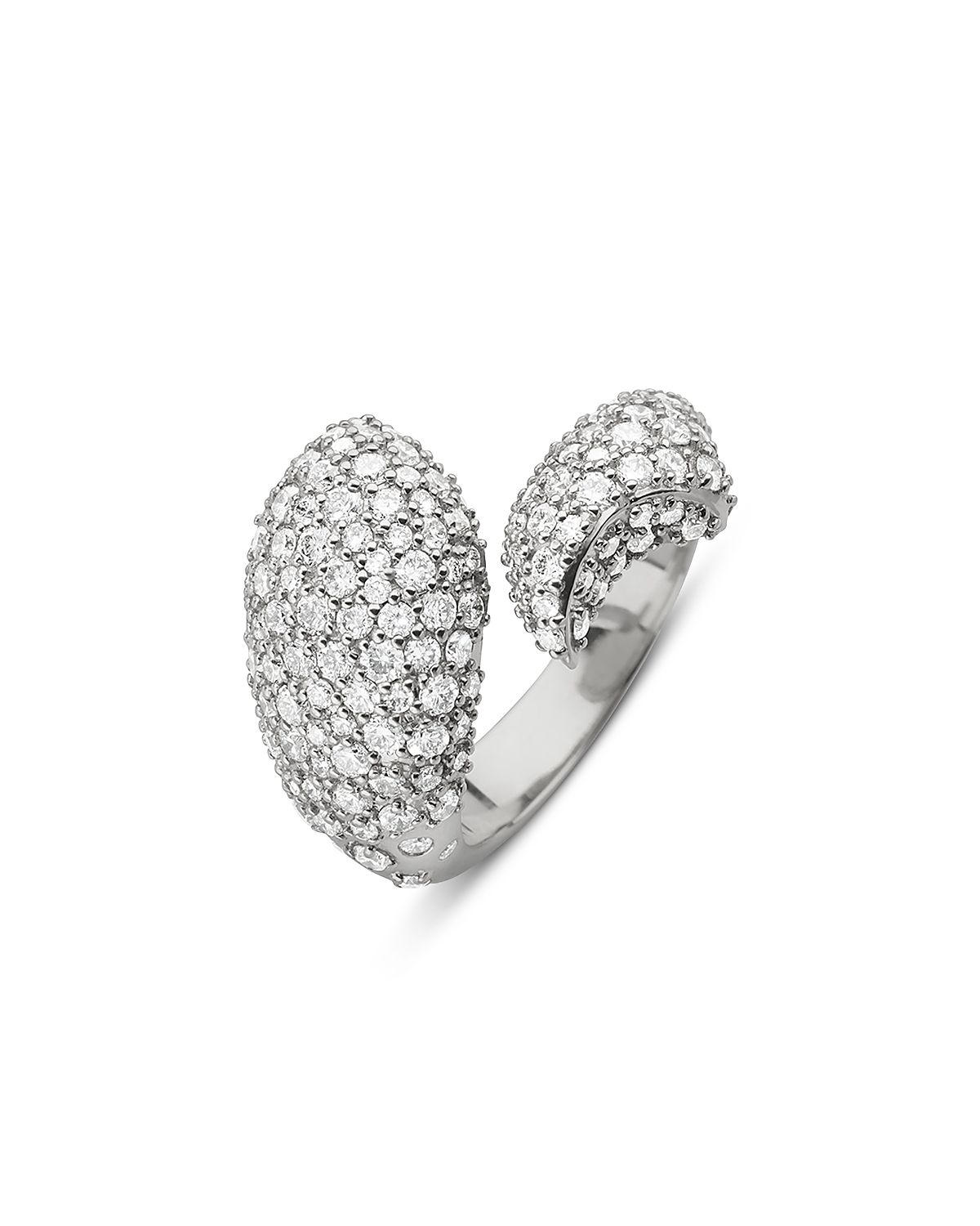 Monica Rich Kosann Sterling Silver Perseverance White Sapphire Pave Sculptural Fish Ring