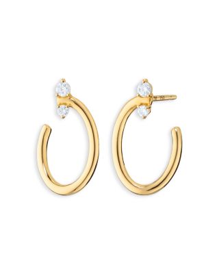 18K Yellow Gold Sun Moon & Stars Diamond Galaxy Oval Wrap Hoop Earrings, 0.18 tcw