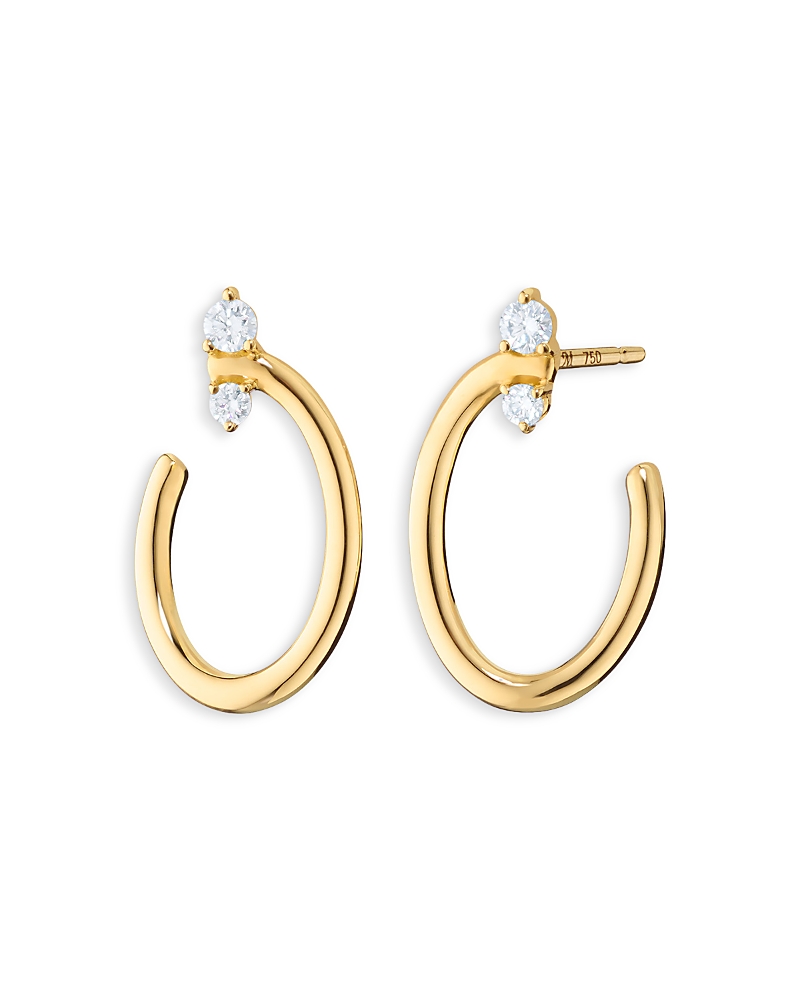 Monica Rich Kosann 18K Yellow Gold Sun Moon & Stars Diamond Galaxy Oval Wrap Hoop Earrings, 0.18 tcw