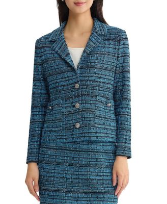 Lapel Collar Tweed Knit Jacket