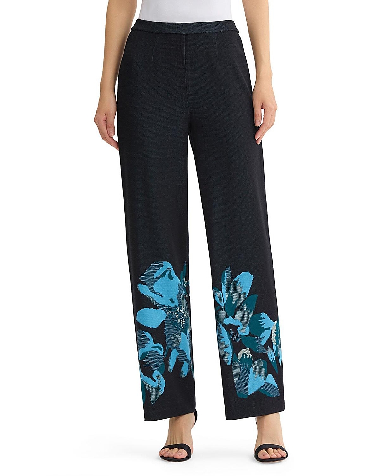Ming Wang Floral Jacquard Soft Knit Pant