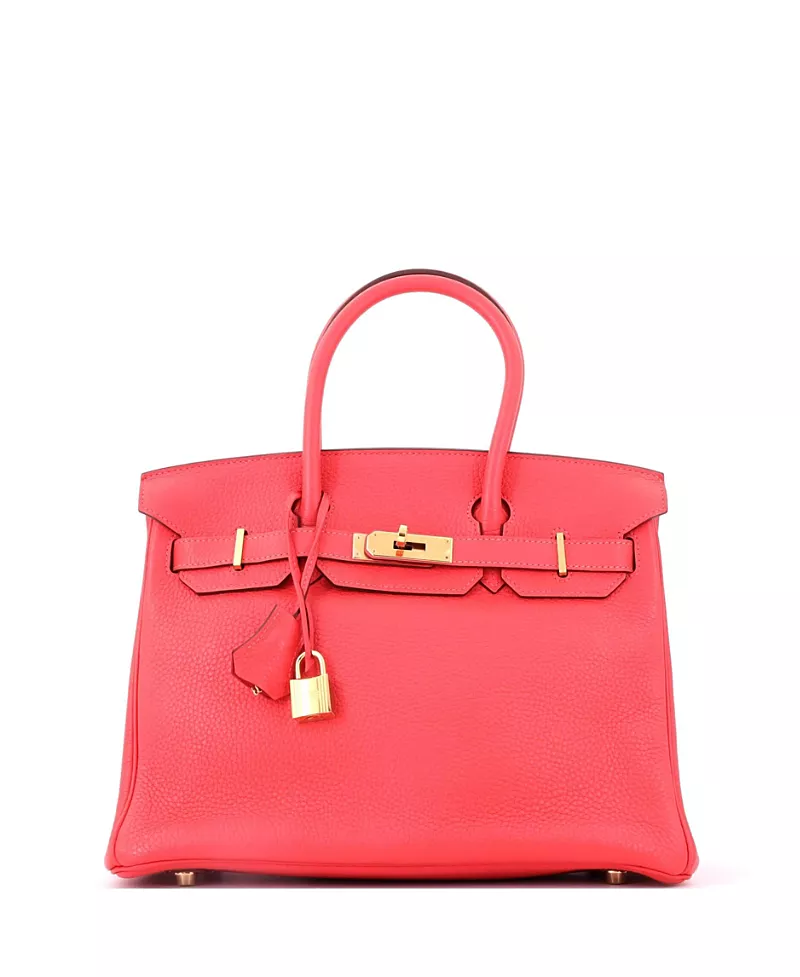 Pre-Owned HERMES Birkin 30 Handbag Pink Clemence with Gold Hardware
