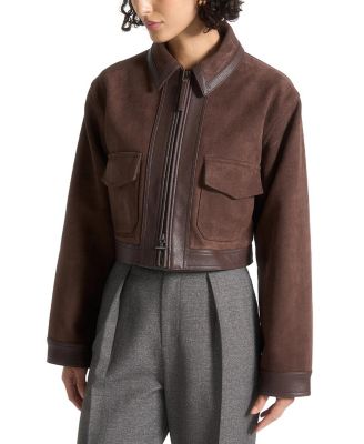 Maniere De Voir Denise Suede & Pebbled Leather Jacket