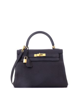Kelly 28 Handbag Black Togo with Gold Hardware