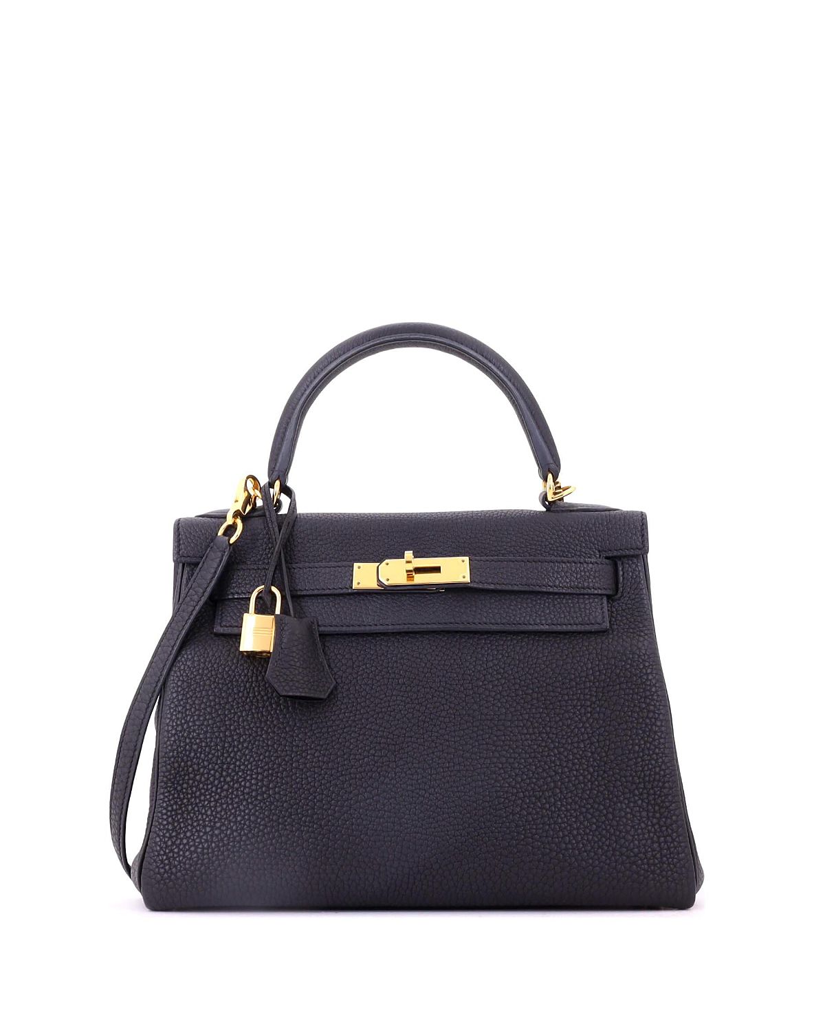 Pre-Owned HERMES Kelly 28 Handbag Black Togo with Gold Hardware