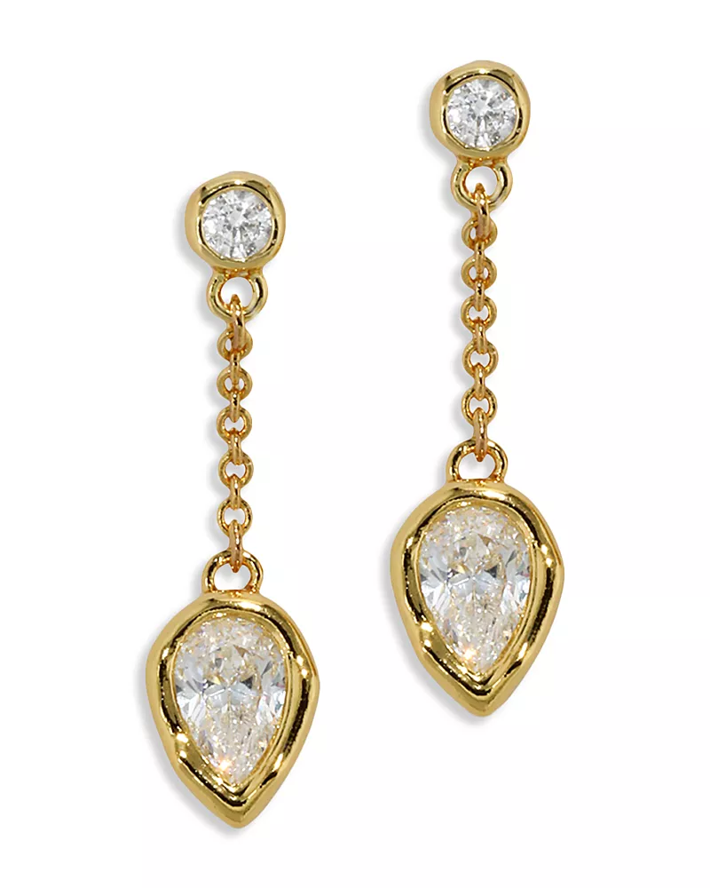 Alexis Bittar Asterales Cubic Zirconia Pear Shape Linear Drop Earrings