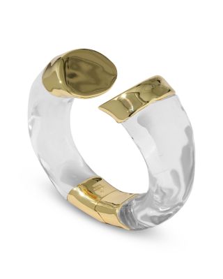 Alexis Bittar Liquid Lucite Gold Slice Capped Cuff Bracelet