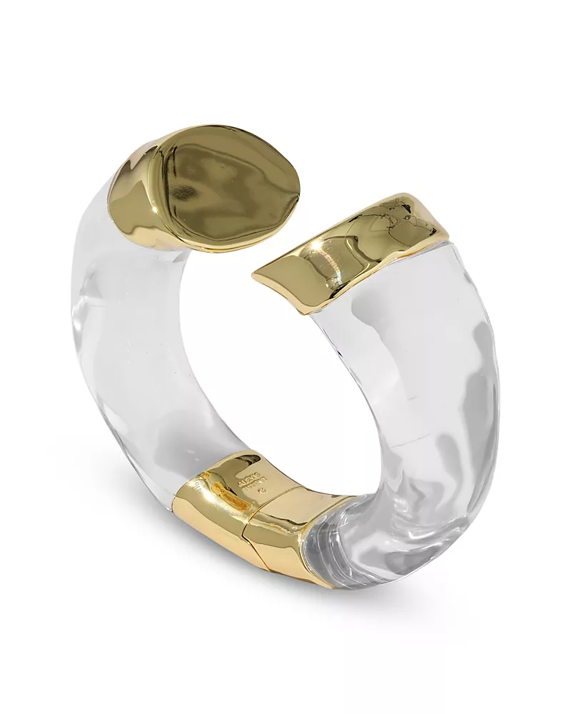 Alexis Bittar Liquid Lucite Gold Slice Capped Cuff Bracelet