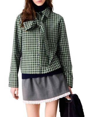Cotton Check Rhinestone Shirt