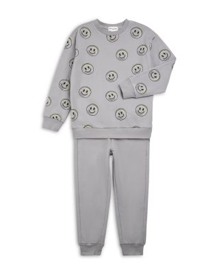 Boys' Two Piece Cotton Blend Smiley Face Jogger Set - Little Kid, Big Kid