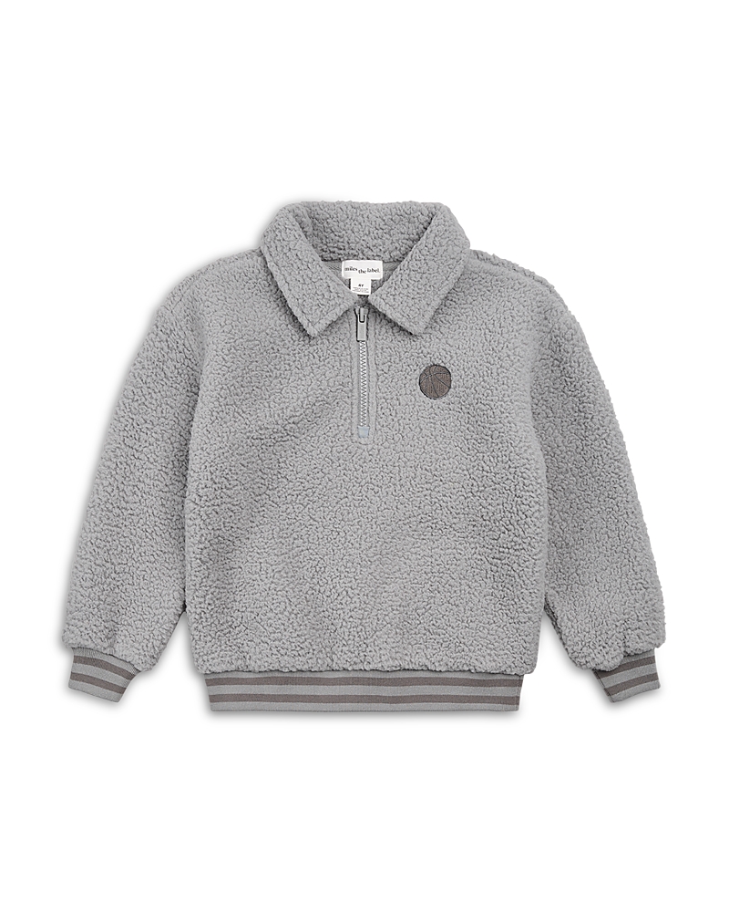 Miles The Label Boys' Sherpa Half Zip Sweatshirt - Little Kid In Gray