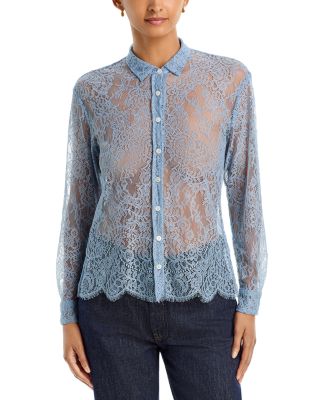 Cotton Lace Button Front Shirt 