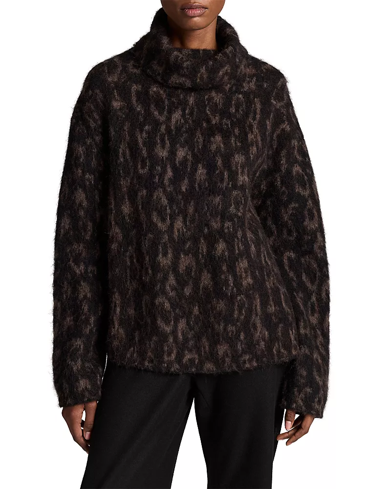 Vince Oversized Jacquard Turtleneck Sweater