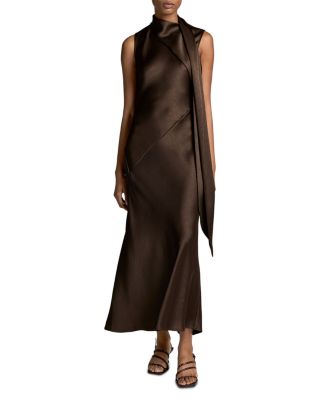 Draped Scarf Tie Sleeveless Dress