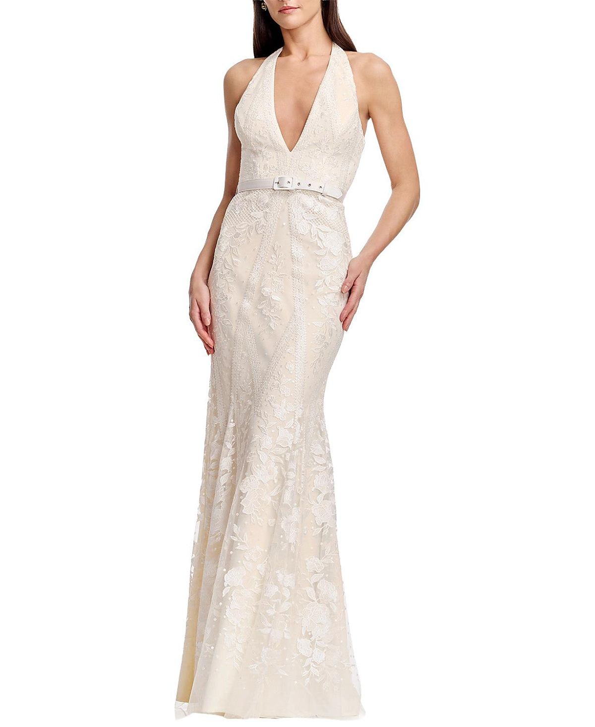 Dress the Population Devin Embroidered Halter Dress