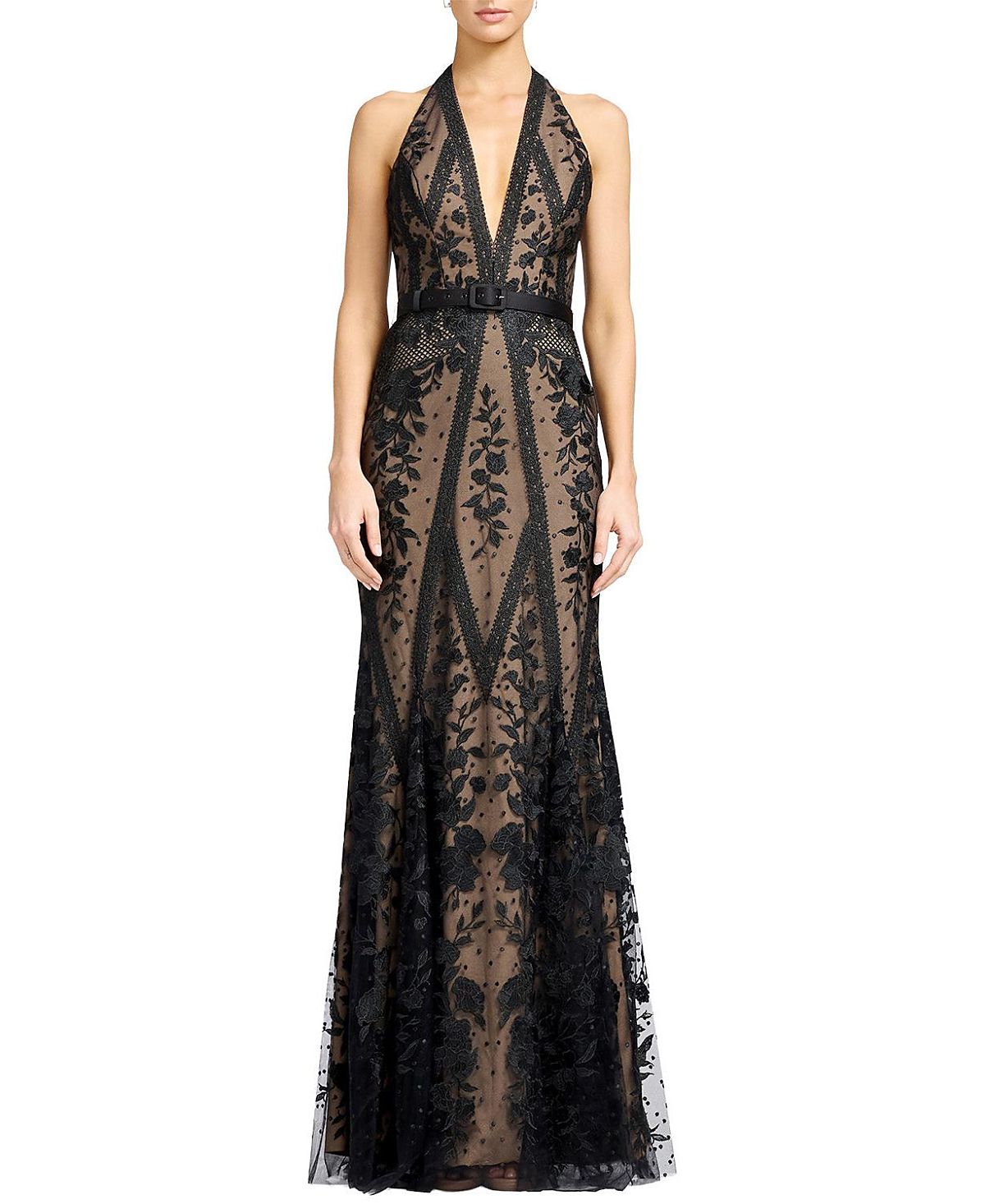 Dress the Population Devin Embroidered Halter Dress