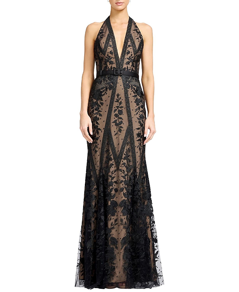 Dress The Population Devin Embroidered Halter Dress