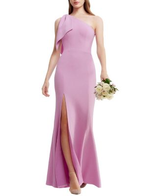  Georgina One Shoulder Bow Ruffle Gown