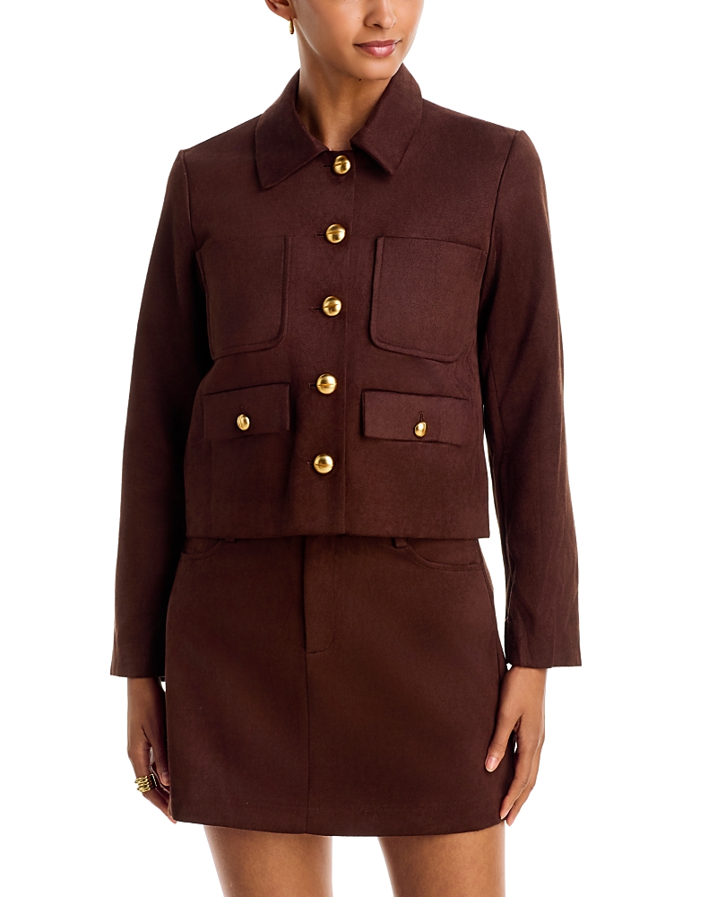 Aqua Faux Suede Collared Jacket - Exclusive