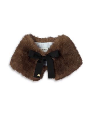 Ribbon Tie Faux Fur Collar