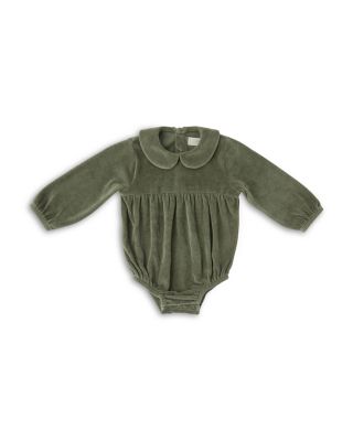 Girls' Collared Cotton Blend Velour Bodysuit - Baby