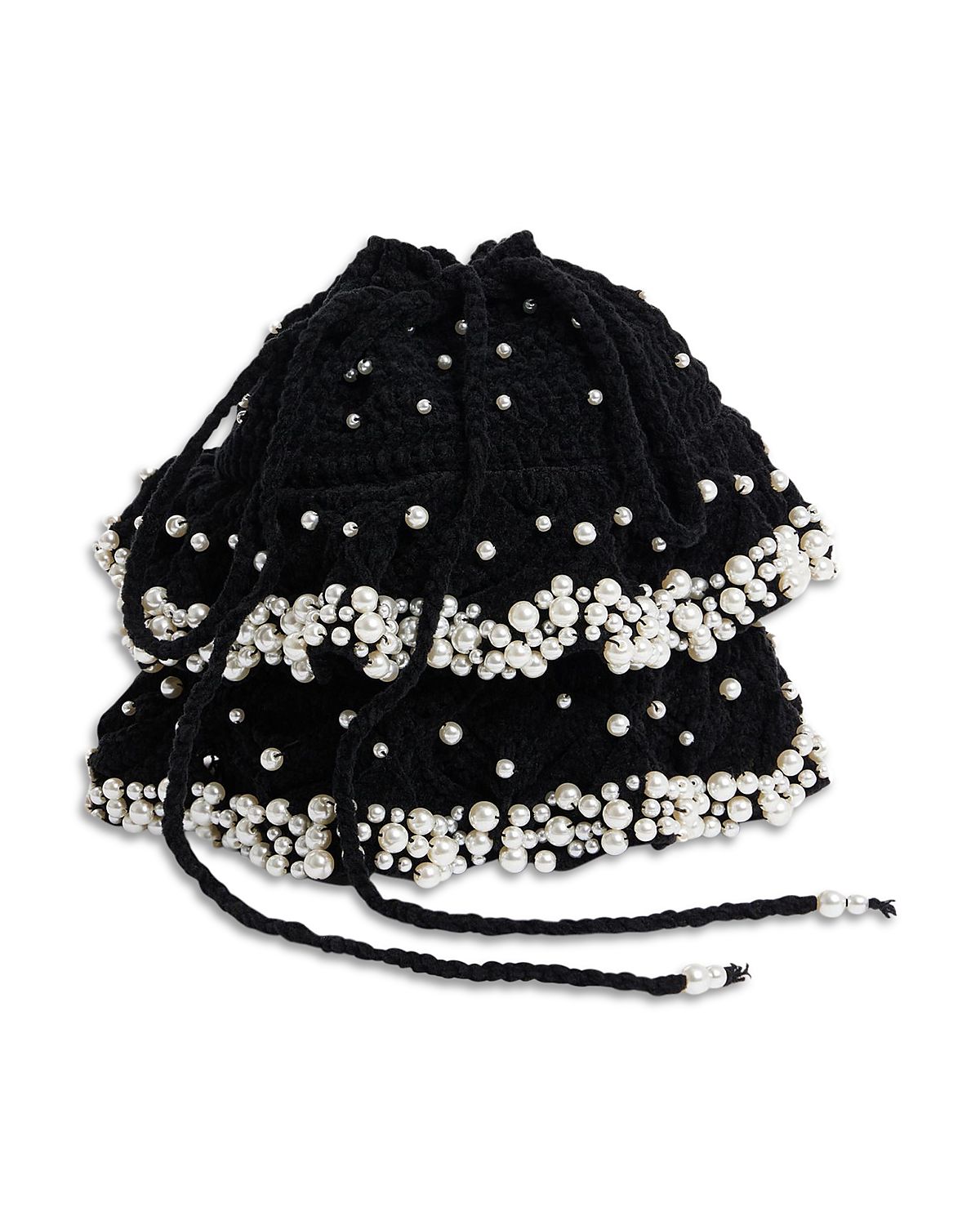 Sandro Beaded Velvet Bucket Bag