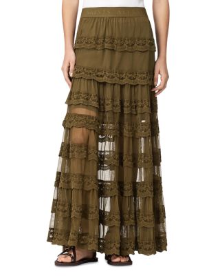 Maggie Lace Trim Tiered Skirt