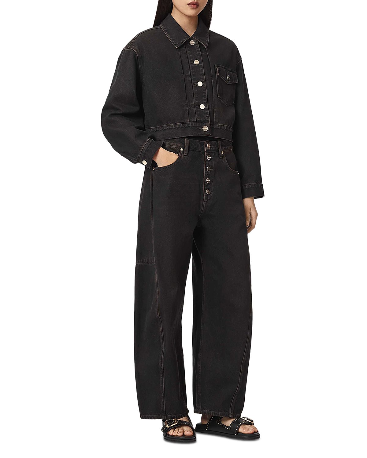 Allsaints Blink Cotton Denim Cropped Jacket