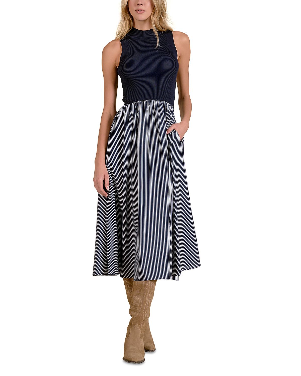 Elan Mock Neck Sleeveless Dress