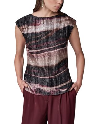 Crinkled Printed Sleeveless Top