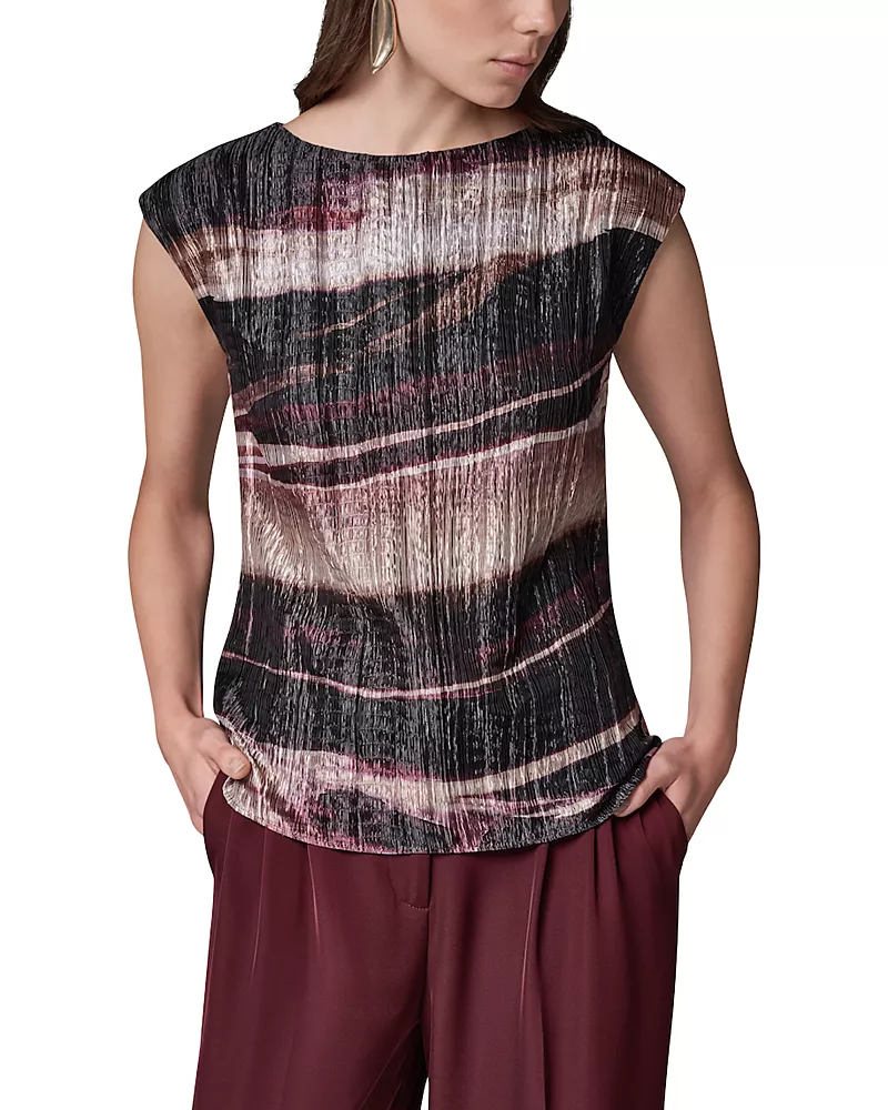 Donna Karan New York Crinkled Printed Sleeveless Top
