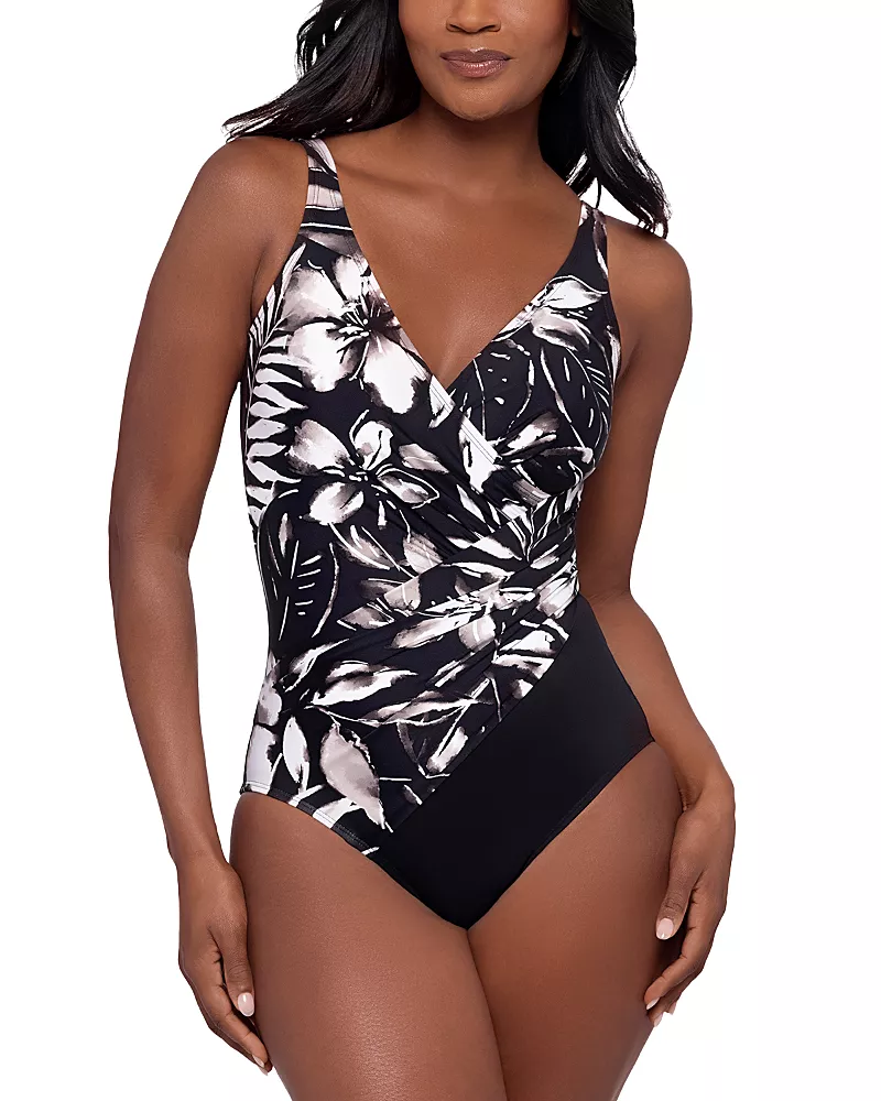 Miraclesuit Monochroma Oceanus Draped One Piece Swimsuit