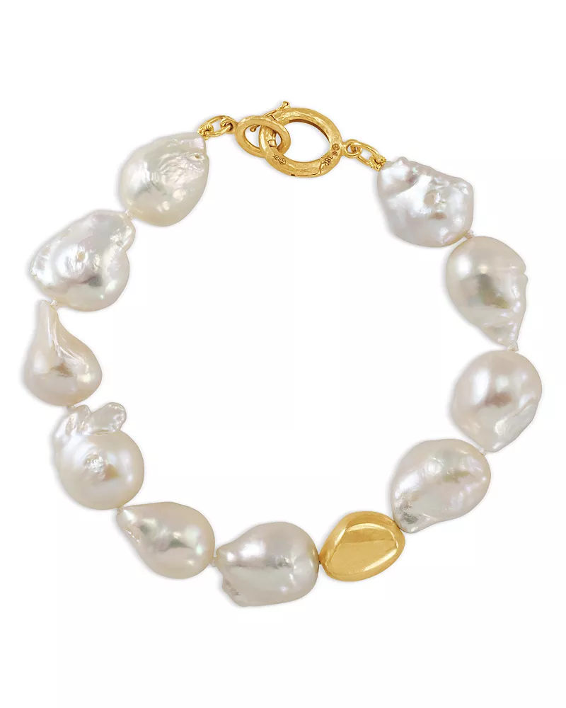 Jorge Adeler 18K Yellow Gold Sea Cultured Freshwater Baroque Pearl & Bead Bracelet