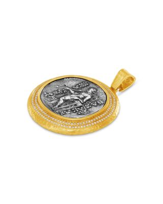 Jorge Adeler 18K Yellow Gold Gods & Heroes Apollo Ancient Coin, Blue Sapphire & Diamond Enhancer Pendant