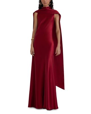 Satin Cape Maxi Dress