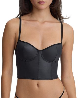 Blue Late Night Cropped Faux Leather Camisole
